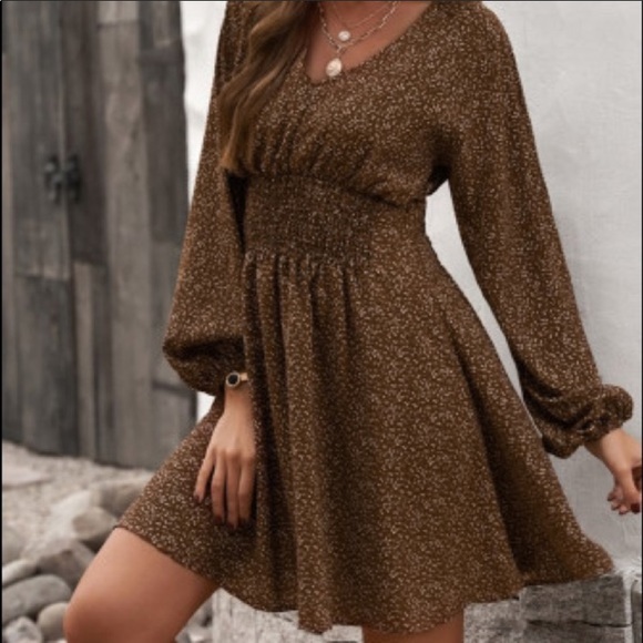Dresses & Skirts - Cute Brown Boho Dress. Boutique New Fun & Flirty